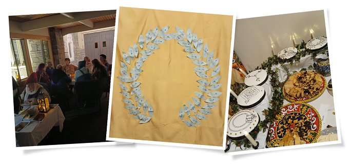 A collage of 3 photos showing the front room, the completed quiz banner, and the birthday cakes